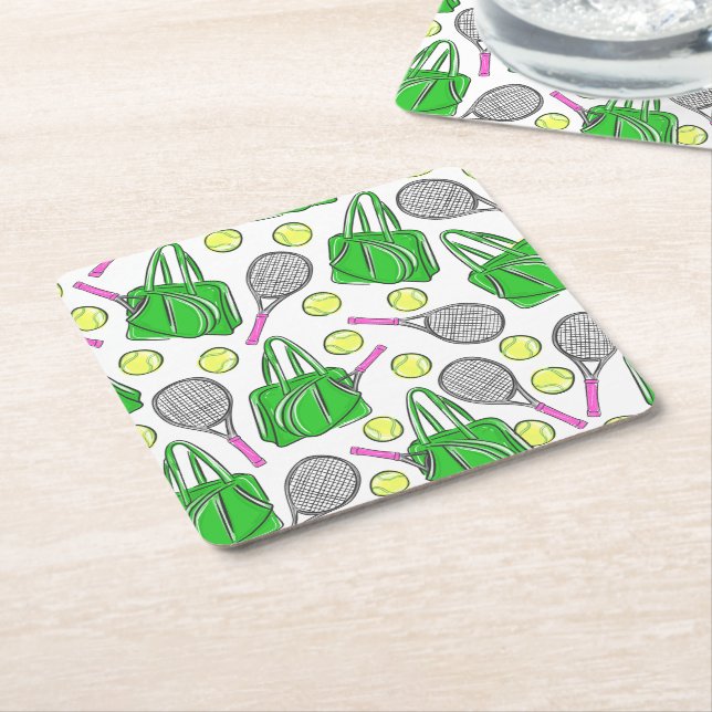 Dessous De Verre Carré Green Pink Tennis Preppy (Incliné)