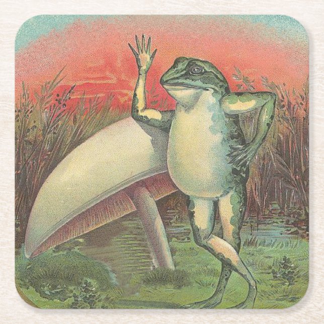Dessous De Verre Carré Grenouille et champignon (Devant)