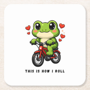 Dessous De Verre Carré Grenouille Mignonne à Vélo Art de Grenouille Kaw