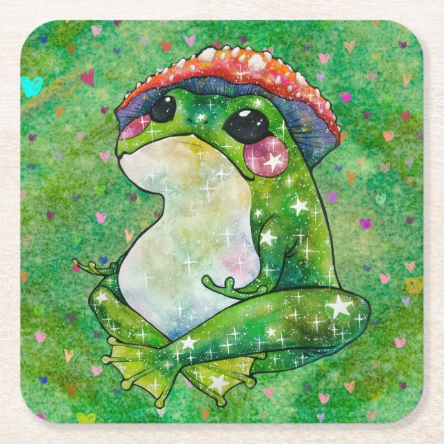 Dessous De Verre Carré Grenouille nommée Clover (Devant)