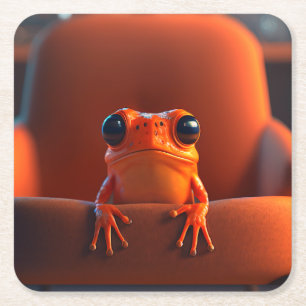 Dessous De Verre Carré Grenouille orange