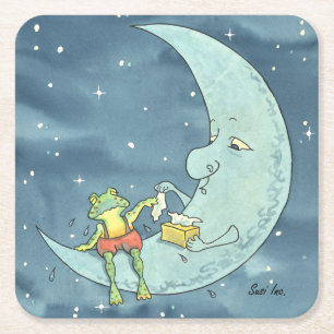 Dessous De Verre Carré Grenouille triste sur la lune