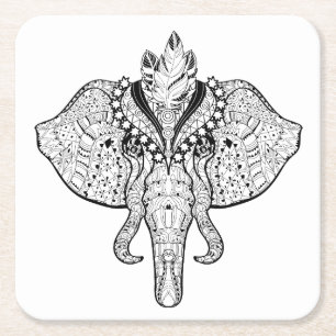 Dessous De Verre Carré Griffonnage d'éléphant de cirque