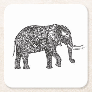 Dessous De Verre Carré Griffonnage d'éléphant d'imaginaire