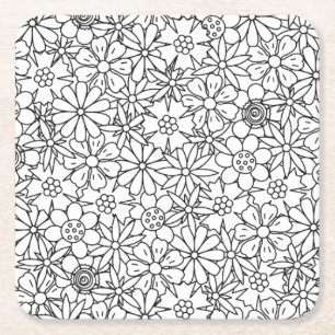 Dessous De Verre Carré Griffonnage floral