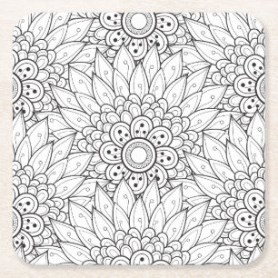 Dessous De Verre Carré Griffonnage floral de jardin