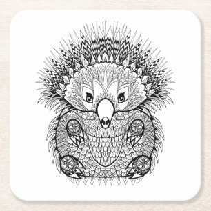 Dessous De Verre Carré Griffonnage tiré par la main d'Echidna