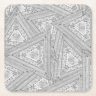 Dessous De Verre Carré Griffonnage tribal 2