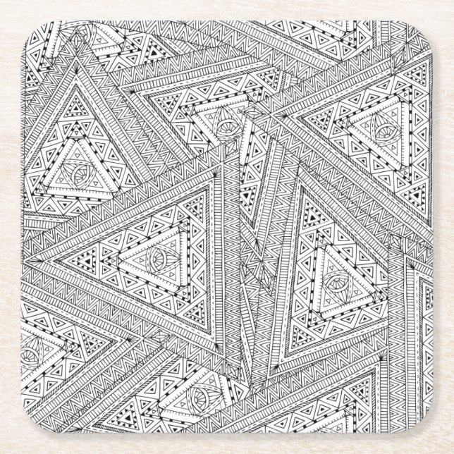 Dessous De Verre Carré Griffonnage tribal 2 (Devant)