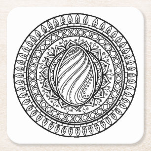 Dessous De Verre Carré Griffonnage tribal de cercle