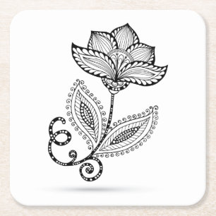 Dessous De Verre Carré Griffonnages de Paisley Mehndi de henné