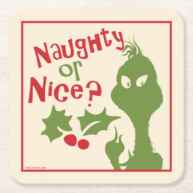 Dessous De Verre Carré Grille | Naughty ou Nice (Devant)