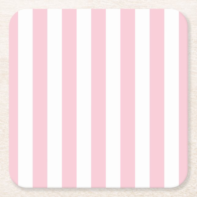 Dessous De Verre Carré Grilles Verticales Bébé Rose Et Blanc Gratté (Devant)