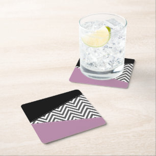 Dessous De Verre Carré Gris Zigzag, Gris Chevron, Motif Zigzag, Violet