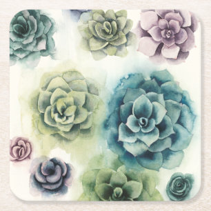 Dessous De Verre Carré Groupe de succulents