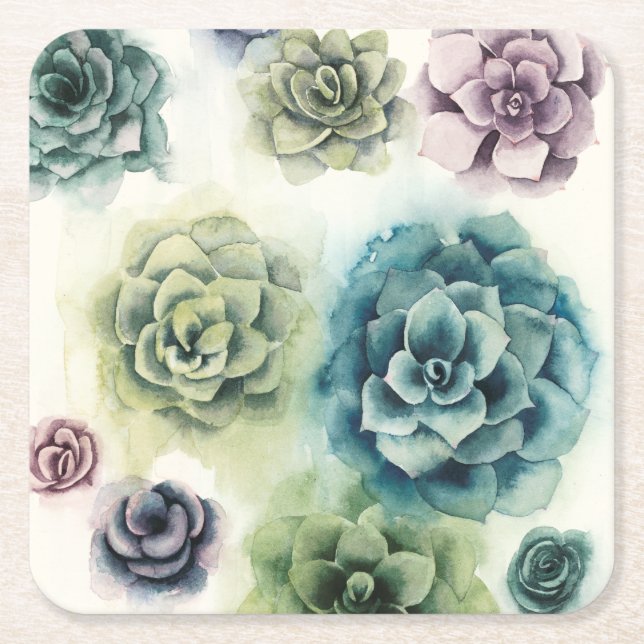 Dessous De Verre Carré Groupe de succulents (Devant)
