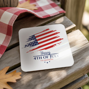 Dessous De Verre Carré Grunge American Flag Happy 4 juillet ID1104