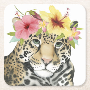 Dessous De Verre Carré Guépard doux tropical du halo  