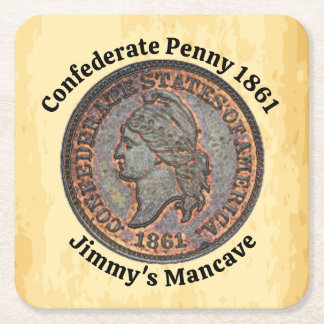 Dessous De Verre Carré Guerre civile ⚔️ Confédéré Penny 1861 Mancave