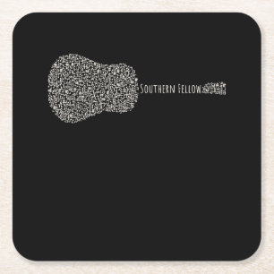 Dessous De Verre Carré Guitare Lover   Guitare Notes Cadeau