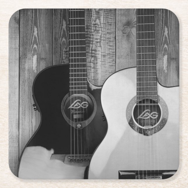Dessous De Verre Carré Guitares acoustiques classiques avec électronique (Devant)