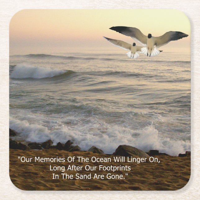 DESSOUS DE VERRE CARRÉ GULLS & OCEAN QOUTE (Devant)