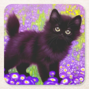 Dessous De Verre Carré Gustav Klimt Black Kitten