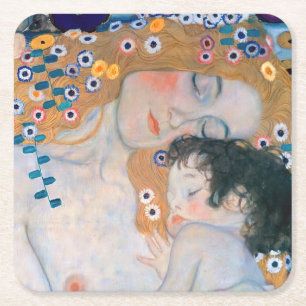 Dessous De Verre Carré Gustav Klimt - Mère et Enfant