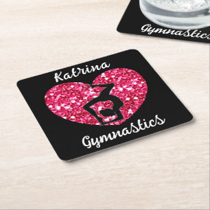 Dessous De Verre Carré Gymnastique noir et rose chaud Personnalisé