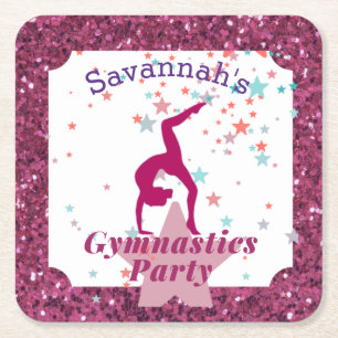 Dessous De Verre Carré Gymnastique Parties scintillant et étoiles