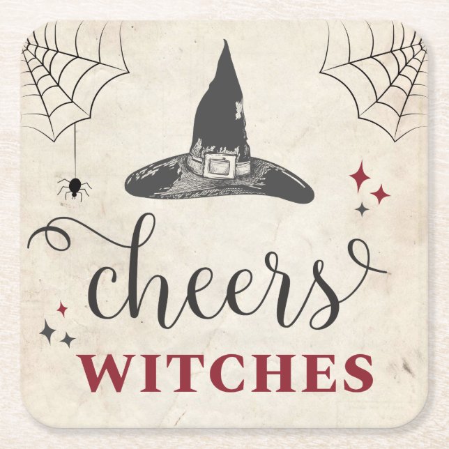Dessous De Verre Carré Halloween Cheers sorcières Funny Bachelorette Part (Devant)