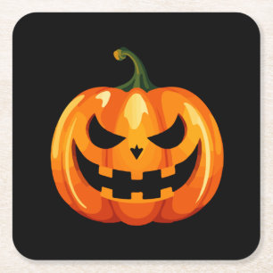 Dessous De Verre Carré Halloween Citrouille face effrayant