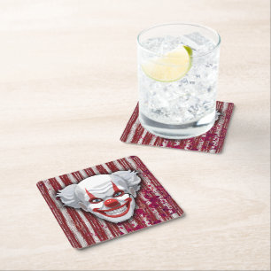 Dessous De Verre Carré Halloween du Carnaval de Clown déplaisant