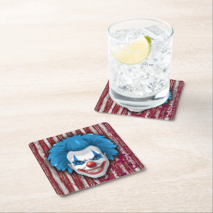 Dessous De Verre Carré Halloween du Carnaval de Clown déplaisant