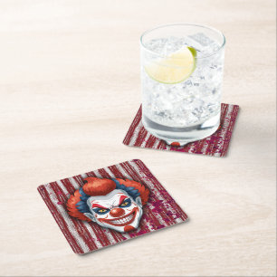 Dessous De Verre Carré Halloween du Carnaval de Clown déplaisant