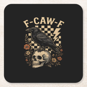 Dessous De Verre Carré Halloween F Caw F Corbeau Oiseau Carreaux Vintage 
