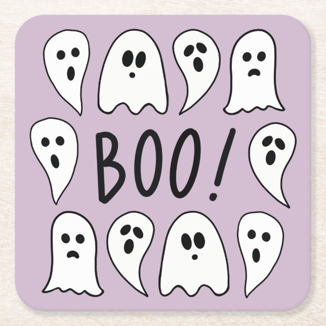Dessous De Verre Carré Halloween Ghosts Boo (Devant)