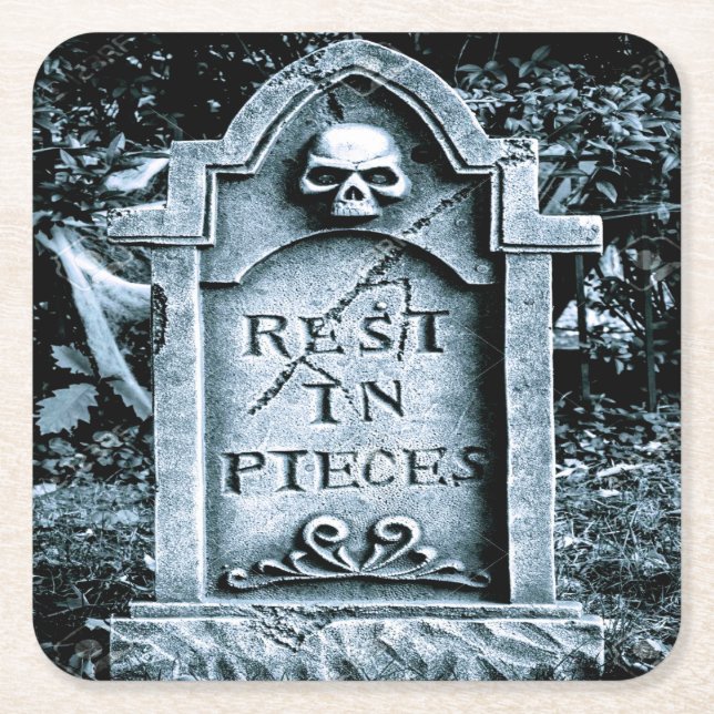 Dessous De Verre Carré Halloween Gravestone Grave (Devant)