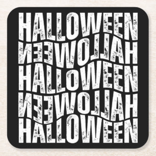 DESSOUS DE VERRE CARRÉ HALLOWEEN HALLOWEEN DÉFORMATION TYPOGRAPHIE