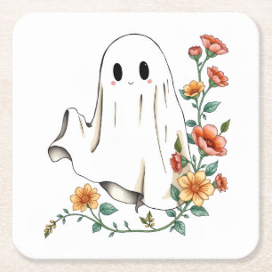 Dessous De Verre Carré Halloween, Halloween, Fantôme,