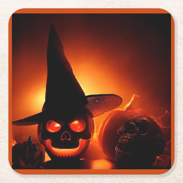 Dessous De Verre Carré Halloween - Jack-O-Lanterns 5 (Devant)