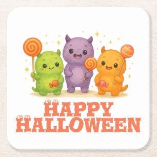 Dessous De Verre Carré Halloween Kawaii Monsters & Lollipops