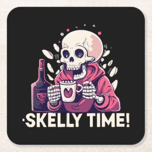 Dessous De Verre Carré halloween mais c'est l'heure de skelly