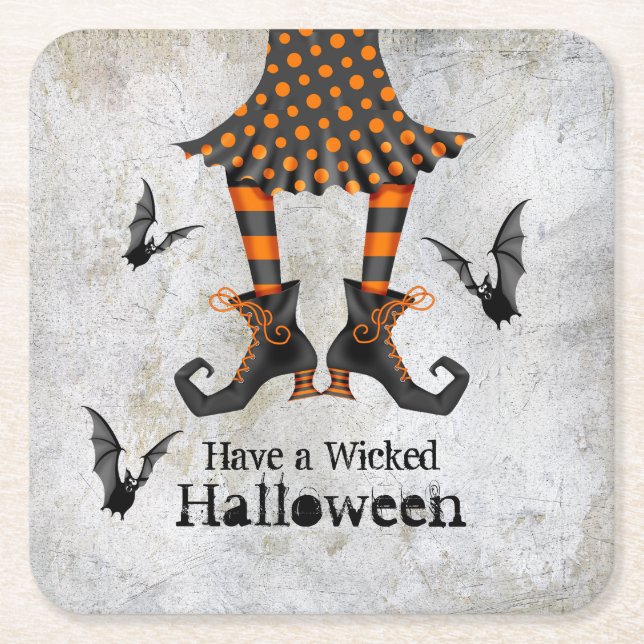 Dessous De Verre Carré Halloween méprisable des jambes et des chauves-sou (Devant)