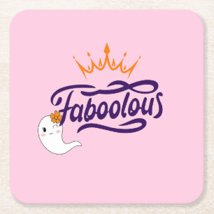 Dessous De Verre Carré Halloween mignonne, Fabole, Fantôme mignon, Preppy