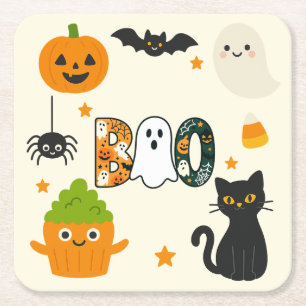 Dessous De Verre Carré Halloween modifiable - Little Monster Bash -