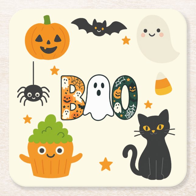 Dessous De Verre Carré Halloween modifiable - Little Monster Bash - (Devant)
