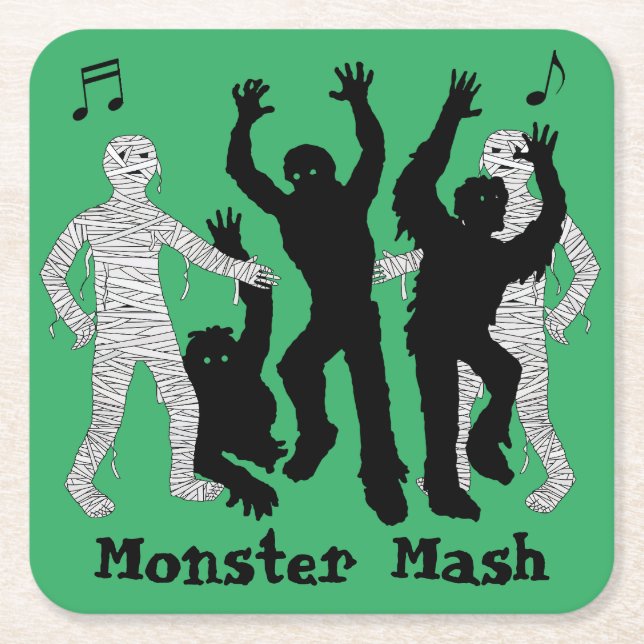 Dessous De Verre Carré Halloween Monster Mash Dance Party (Devant)