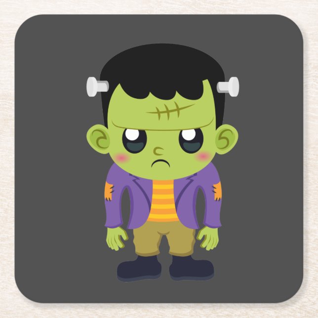 Dessous De Verre Carré Halloween monstre Frankenstein Green (Devant)