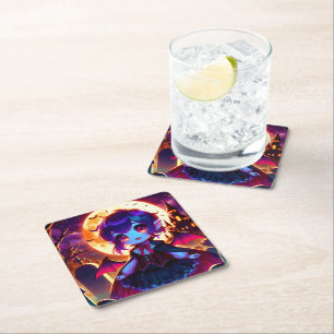 Dessous De Verre Carré Halloween - Moonlit chibi vampire